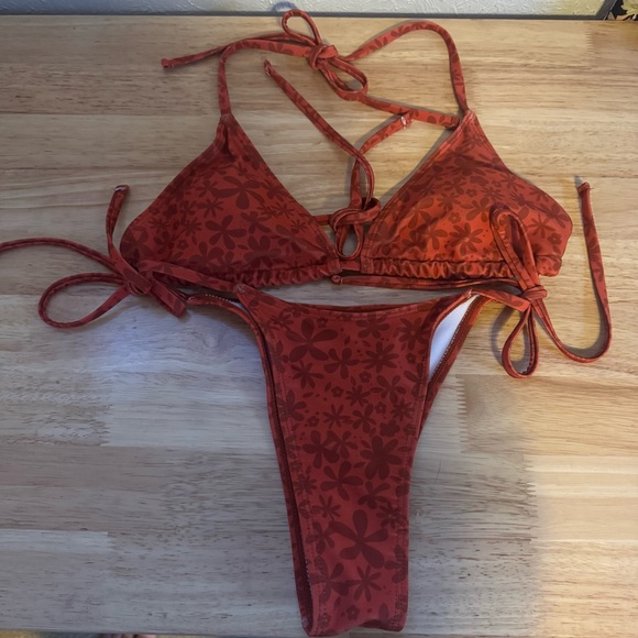 PacSun Other - Cute Orange & Sienna Tie String Triangle‎ High Hip Bikini